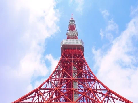 Tokyo tower from bottom in blue sky Stock Footage 71207637