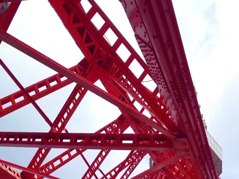 Tokyo tower from bottom in blue sky Stock Footage 71209473