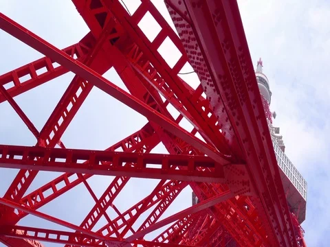 Tokyo tower from bottom in blue sky Stock Footage 71210071