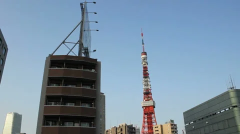 Tokyo Tower driveby Stock Footage 25821665