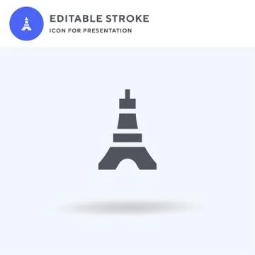 Tokyo Tower icon vector, filled flat sign, solid pictogram isolated on white Ilustración de archivo
