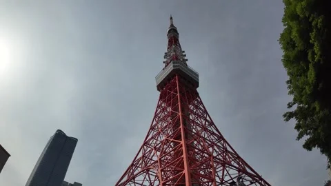 Tokyo Tower Low Angle View   Stock Footage 336804164
