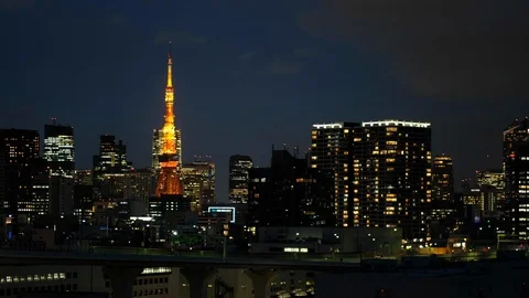Tokyo Tower At Night Stock Footage 110852507