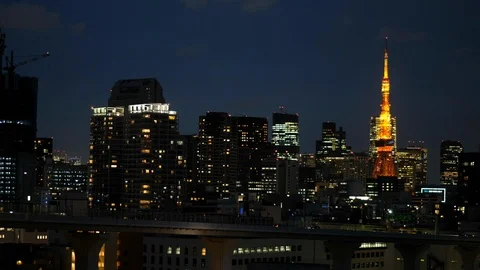 Tokyo Tower At Night Stock Footage 110852764