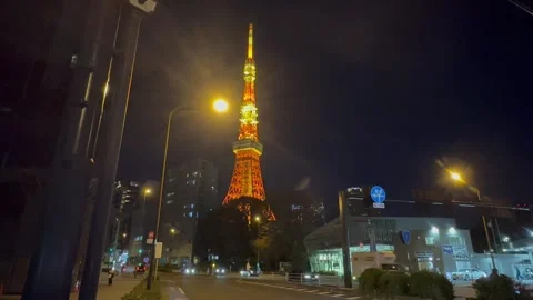 Tokyo Tower at night Video stock 294974229