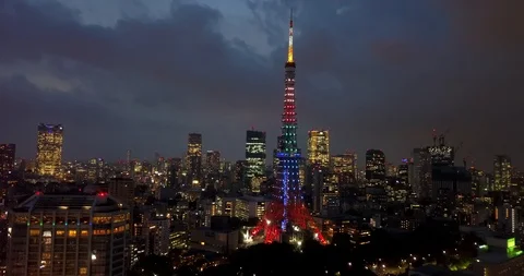 Tokyo Tower Night Pan Vidéo 99227784