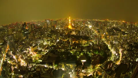 Tokyo Tower Night View Time-Lapse Photography Stock Footage 327598444