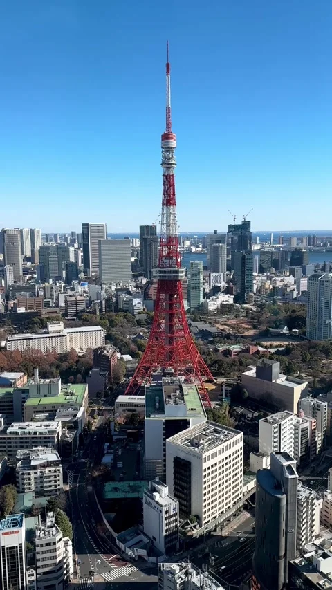 Tokyo Tower, shot from an observation deck in Tokyo Stock Footage 278188712