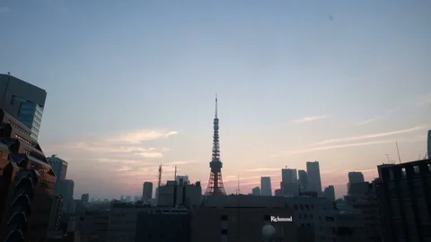 Tokyo Tower Sunset Stock Footage 95303156