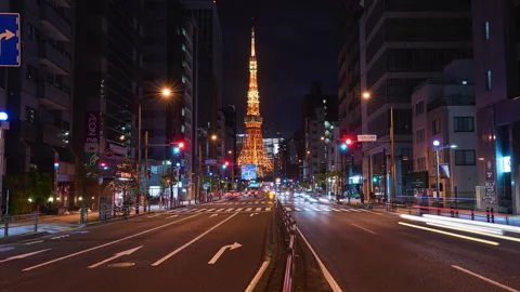 Tokyo Tower Timelapse in the evening. May 2023, Tokyo, Japan. Stock Footage 242600956