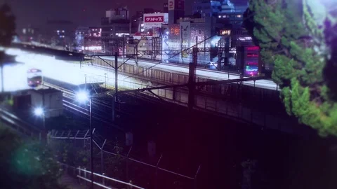 Tokyo Train and Bullet Train Futuristic Colors Time Lapse Stock Footage 85095792
