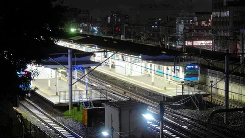 Tokyo Train and Bullet Train Time Lapse Stock Footage 85095807