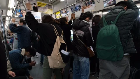 Tokyo Train Commuters Stock Footage 104729473