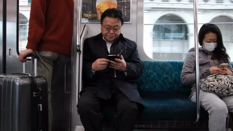 Tokyo Train Commuters Video stock 105041828