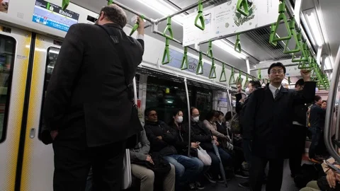 Tokyo Train Commuters Stock Footage 105087485