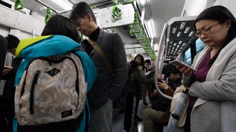 Tokyo Train Commuters Stock Footage 105087755