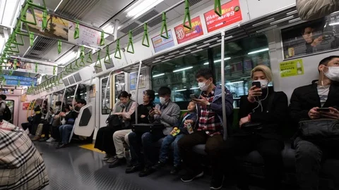 Tokyo Train Commuters Stock Footage 105088092