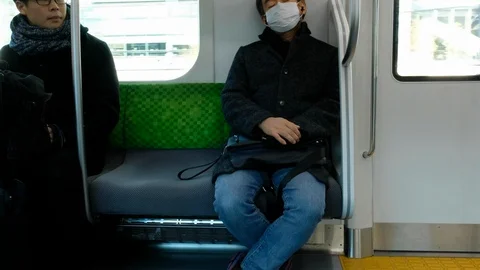 Tokyo Train Commuters Stock Footage 114668909