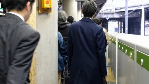 Tokyo Train Commuters Stock Footage 115095399