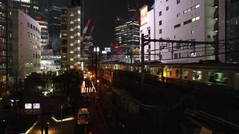 Tokyo train at night Stock Footage 273183340