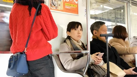 Tokyo Trains Commuters Stock Footage 115453876