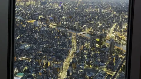 Tokyo view from above | night scape tokyo, japan | tokyo skytree view Stock Footage 242862467