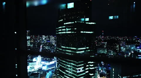 Tokyo view from elevator at night #1 Vídeo Stock 64876475