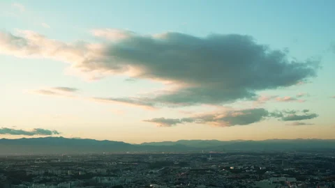 Tokyo Wide Panoramic Sunset View Over City Sprawl Distant Mountains Stock Footage 327602487
