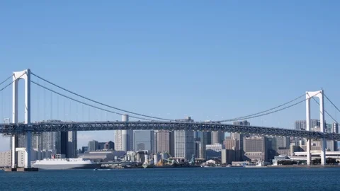 Tokyo's Rainbow Bridge Stock Footage 100434915