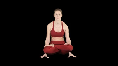 Tolasana or Scale Pose Beautiful woman do Yoga sitting arm lift posture, Alpha Vídeo Stock 104178724