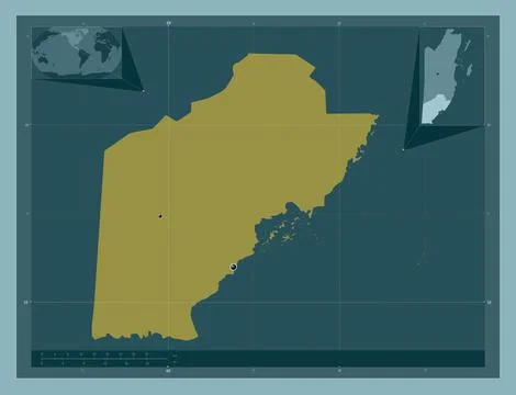 Toledo, Belize. Solid color shape. Locations of major cities of the region 库存插图