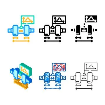 Tolerance analysis mechanical engineer color icon variants vector 스톡 일러스트