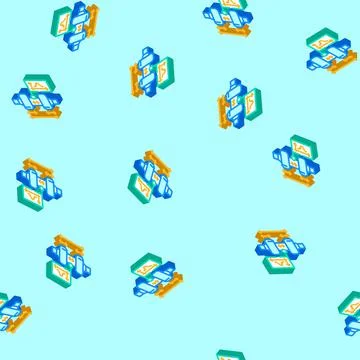 Tolerance analysis mechanical engineer isometric icon seamless pattern Stock Illustration