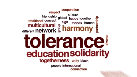 Tolerance animated word cloud, text design animation. Stock Footage
