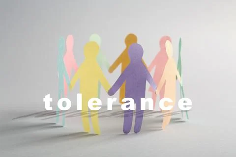 Tolerance, support and cooperation concept. Colorful paper human figures ma.. Stock Photos