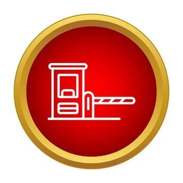 Toll booth barrier controlling road access icon Stock Illustration