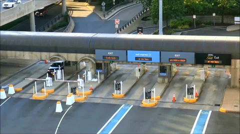 Toll Booth car gate opens at parking lot  Stock Footage 29059200