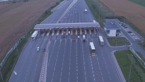 Toll gates on the highway Stock Footage 94823589