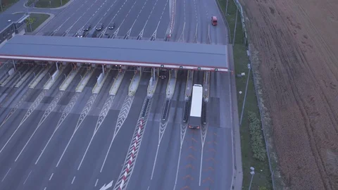 Toll gates on the highway Stock Footage 94823973