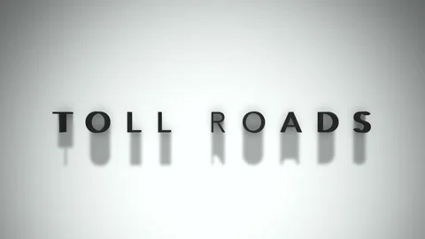 Toll roads title matte black writing against a white base layer Stock Footage 301837799