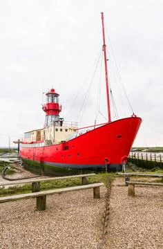 Tollesbury lightship (Lightvessel 15), in the Tollesbury Wick Nature Reser... Stock Photos