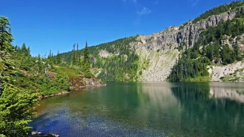Tolmie Peak Trail View of Eunice Lake, Mount Rainier National Park, Washington S Stock-Footage 332083697