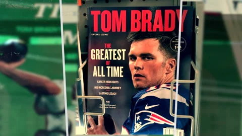 Tom Brady Layered Composition of 7 Suberbowl Wins, GOAT (Short, Grunge) Video stock 236671323