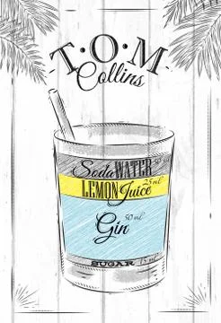 Tom Collins cocktail Stock Illustration