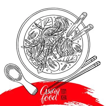 Tom kha soup Stock Illustration