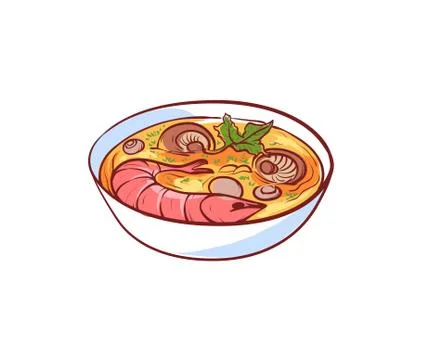 Tom yam soup isolated vector icon Illustrazione stock