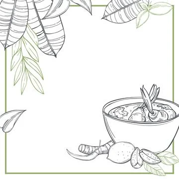 Tom yam soup. Vector background. Stock Illustration