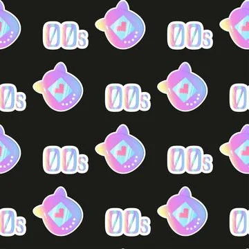 Tomagotchi nostalgia pattern 00s , 2000, vector illustration Stock Illustration