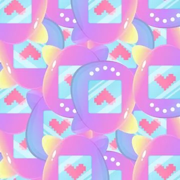 Tomagotchi nostalgia pattern 00s , 2000, vector illustration Stock Illustration
