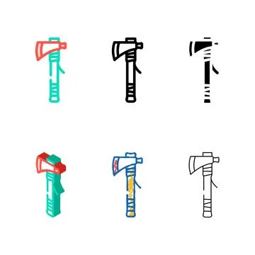 Tomahawk blade color icon multipack vector Stock Illustration